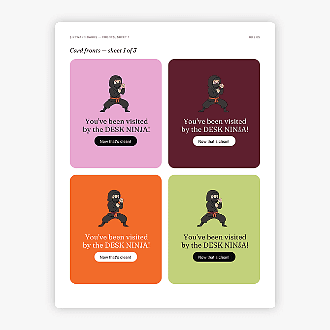 Desk Ninja Reward Cards