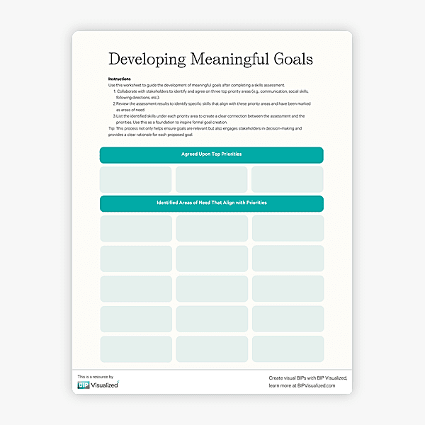 Developing Meaningful Goals Worksheet