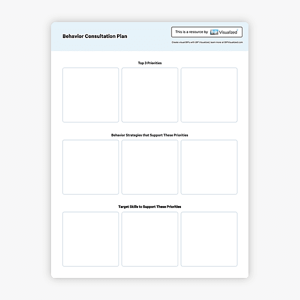 Behavior Consultation Plan Fillable Template