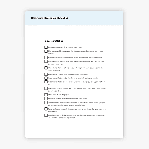 Classwide Strategies Checklist
