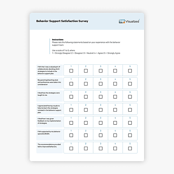 Behavior Support Satisfaction Survey