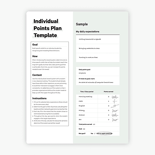 Individual Points Plan Template
