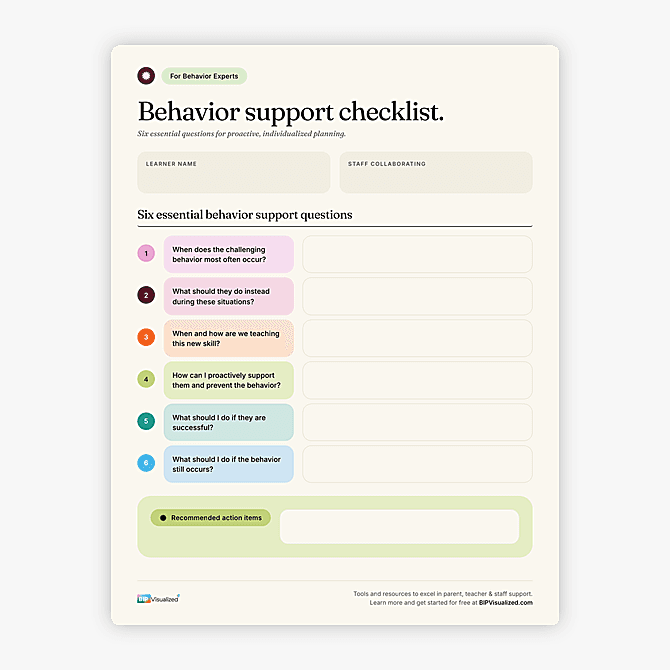 Behavior Support Checklist