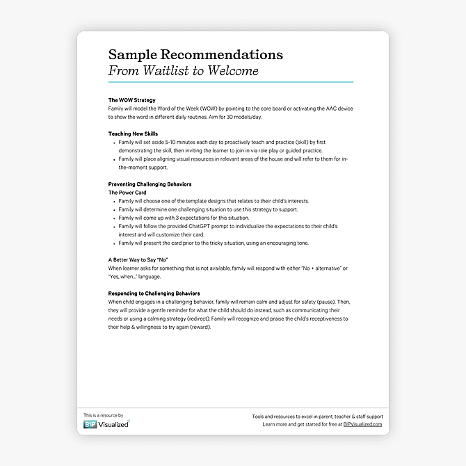 Sample Recommendations From Waitlist to Welcome